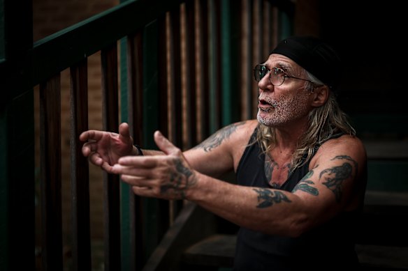 Bikie and prepper Stephen Mallet says he was concerned tactical police could shoot his dogs during a raid on his Bright home early in the Freeman manhunt, which left him shaken.