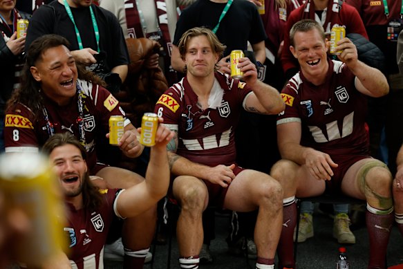 Queensland celebrate winning this year’s State of Origin series.