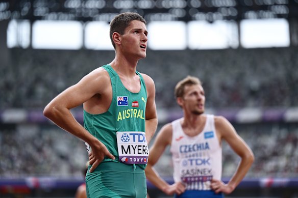 Cameron Myers did not advance past the heats of the 1500m at the world athletics championships in Tokyo.