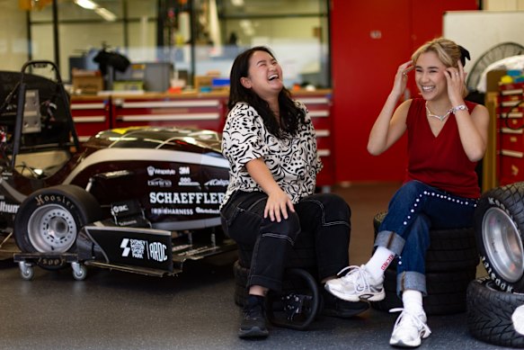 UNSW engineering students Hayley Jiang (left) and Ruby Chang at the University of NSW.