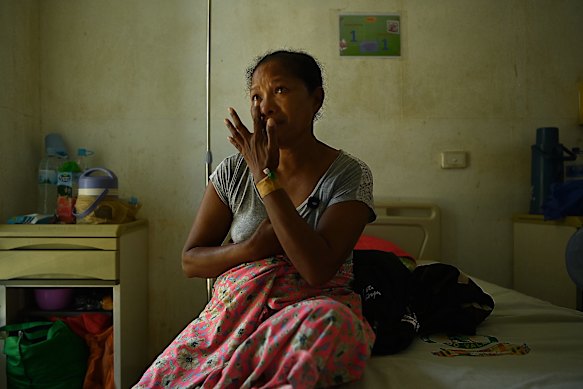 Olga Gutteres, 42, in the gynaecology unit ward where she has been diagnosed with advanced cervical cancer.  