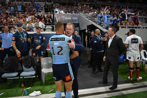 NSWRL boss Dave Trodden with Tariq Sims in 2021.