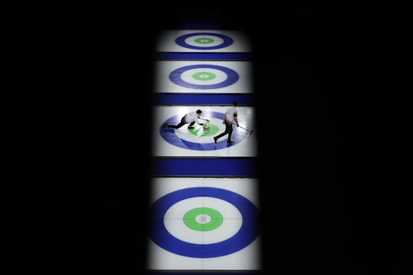 Team China compete in the Men’s Curling on day eleven of the Milano Cortina 2026 Winter Olympic games at Cortina Curling Olympic Stadium on February 17, 2026 in Cortina d’Ampezzo, Italy. 