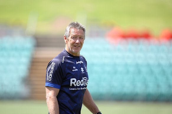 Melbourne Storm coach Craig Bellamy at their captains run final training session before the NRL grand final.