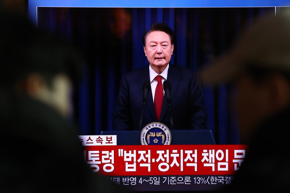 South Korea President Yoon Suk Yeol appears in television.