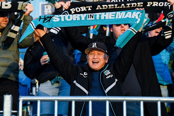 ‘Never Tear Us Apart’ has become a pre-match anthem at Port Adelaide matches.