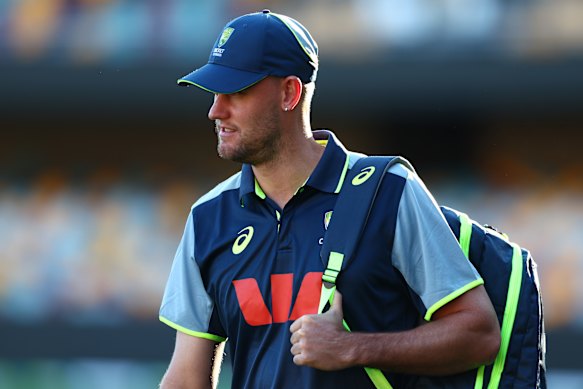 Beau Webster arrives at an Australian training session in Brisbane. 