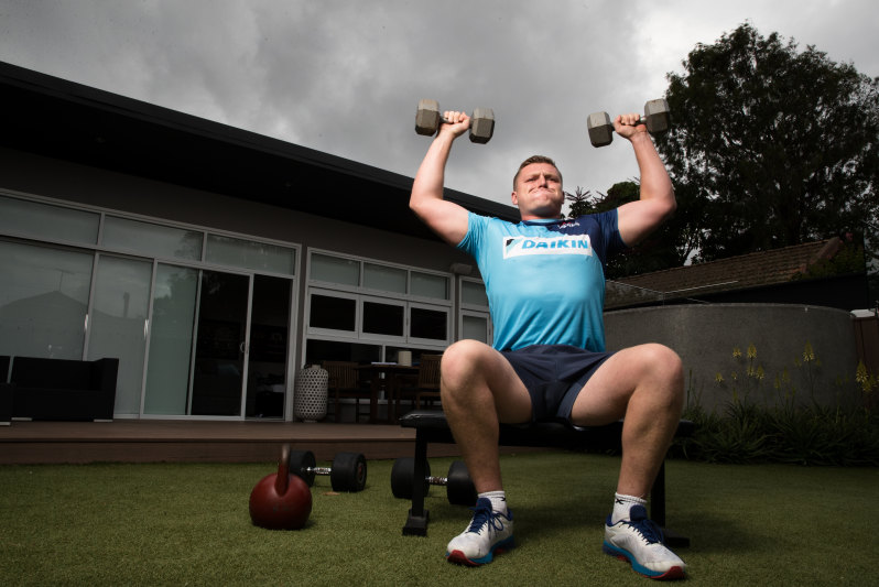 Angus Bell training at the home during lockdown.