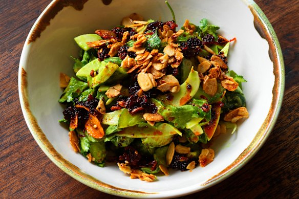 The Palomar’s cucumber salad, with pickled cucumbers, green tahini and crispy chilli oil.