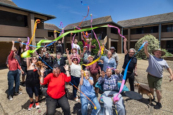 Residents of Techno Park Drive in Williamstown celebrate being permanently saved from eviction.