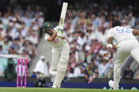 Sam Konstas whips the ball on the leg side at the SCG.