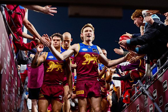 Harris Andrews is leading the Lions solo in the absence of injured superstar Lachie Neale.