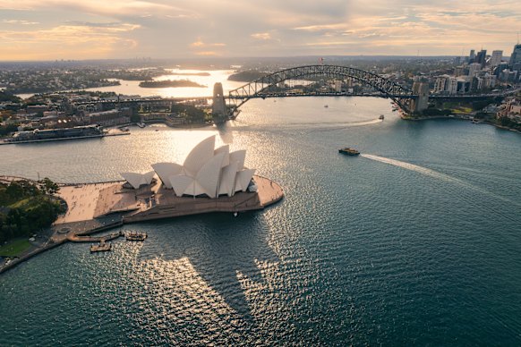 The gleaming shells of the Sydney Opera House.
