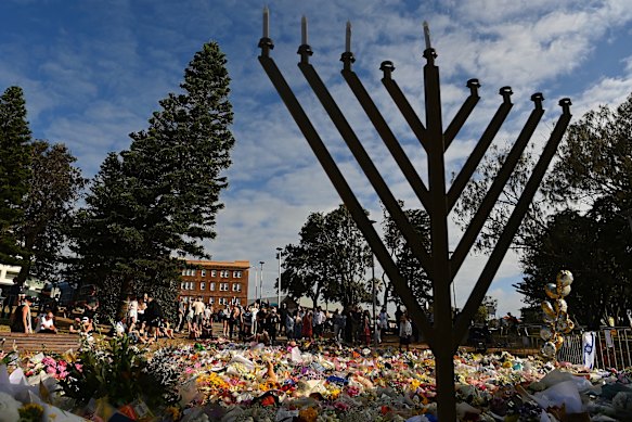 A memorial to the shooting victims at Bondi Pavilion.