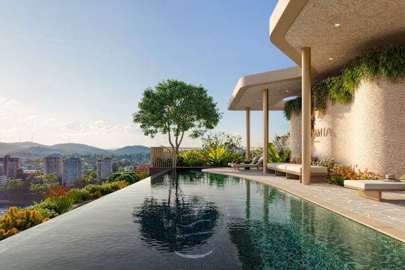 The complex will include an infinity pool, hot and cold magnesium baths, sauna, and private lounge and dining rooms.