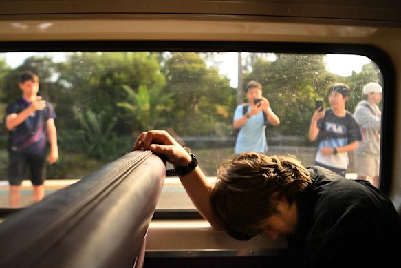 Commuters and train enthusiasts on the last V-Set train that travelled from Lithgow to Central Station. Sydney