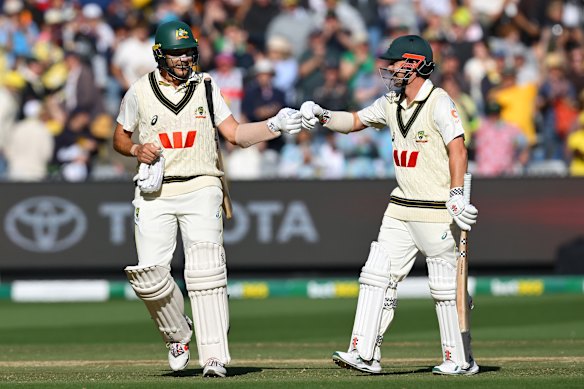 Night watchman Scott Boland and Travis Head will be first to bat on day two.