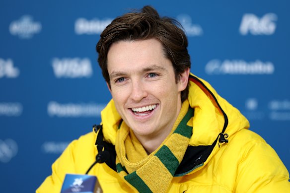 Scotty James speaks to reporters in Livigno on Saturday.