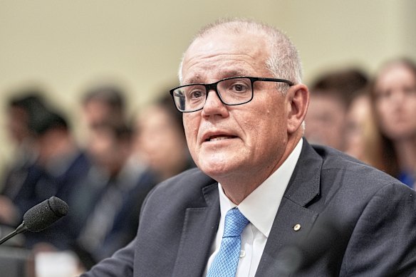 Former prime minister Scott Morrison appeared at a congressional hearing on the Chinese Communist Party in Washington.