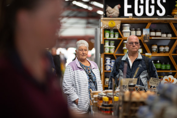 Queensland couple Cheryl and John Piek at the Eggporium at Queen Victoria Market.