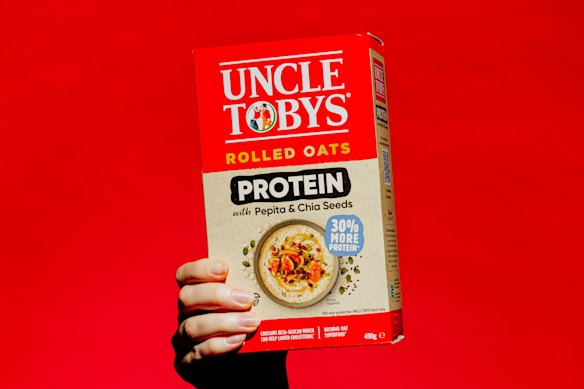 Uncle Toby’s Rolled Oats Protein with Pepita and Chia.