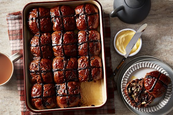 Helen Goh has broken with tradition to add chocolate to her favourite hot cross bun recipe.