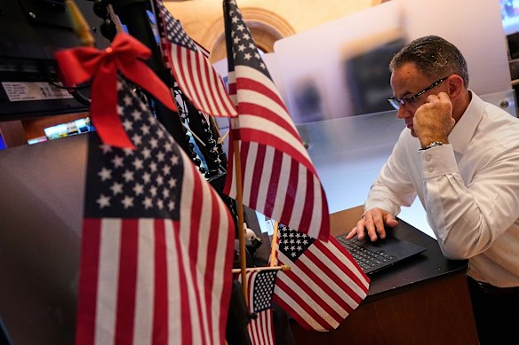 A trader works on the floor of the New York Stock Exchange on Tuesday.