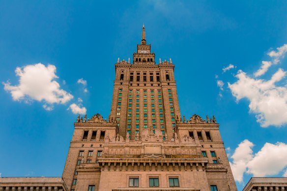 The Palace of Culture and Science of Warsaw, Poland, represents a visual reminder of Europe’s communist history.
