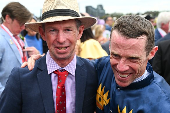 Mates and group one winners Thomas Carberry and John Allen.