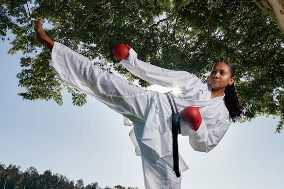 Karate champion Jesse-Rose Talbot-Cooke stars in the NITV documentary series Dreaming Big.