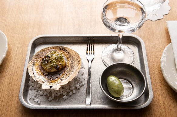Torched Pacific oyster and martini.