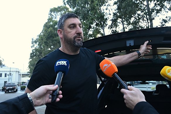 Sydney Swans coach Dean Cox arrives at the Sydney Swans HQ in the Entertainment Quarter.