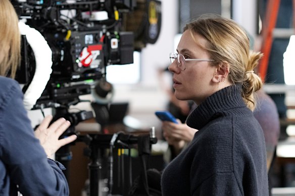 Scarlett Johansson on the set of Eleanor the Great, her directorial feature debut.
