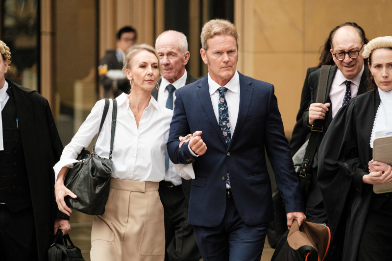 Craig McLachlan and partner Vanessa Scammell attending the Supreme Court defamation hearing.