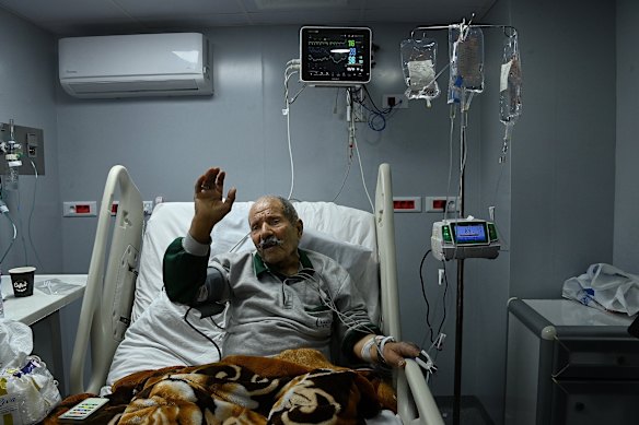 A 96-year-old patient in the ICU at al-Najdah Hospital.