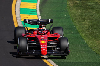 Charles Leclerc enters the track at Albert Park during Friday practice.