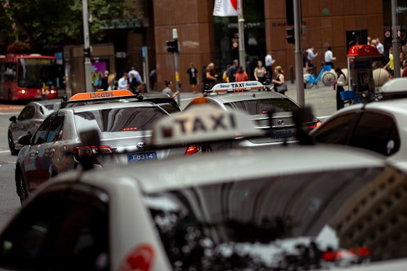 Taxi drivers in Sydney’s CBD.