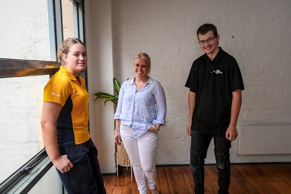 Kellie Richardson (centre) says good communication is key to strong relationships with her daughter, Abigail, and son, Bailey.