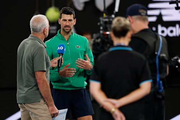 Wally Masur conducted a post-match interview with Djokovic on Monday night.