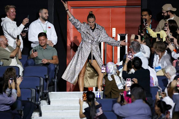 Aryna Sabalenka enters Coca Cola Stadium for her Battle of the Sexes match against Nick Kyrgios.