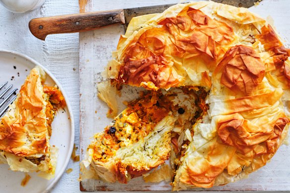 Julia Busuttil Nishimura's pumpkin and feta filo pie.
