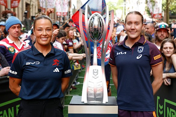Roosters captain Isabelle Kelly and Broncos captain Tamika Upton.