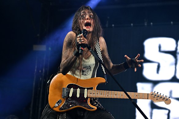 Isella – seen here at Leeds Festival in the UK in August – performs alone, with five different instruments on stage.