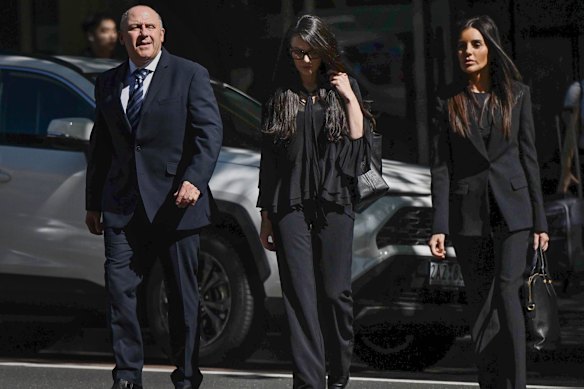 Tony Mokbel and his partner (centre) arrive at the Court of Appeal on Thursday.