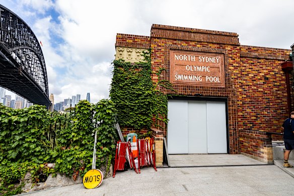 The front entrance to the pool is among heritage features preserved in the redevelopment.