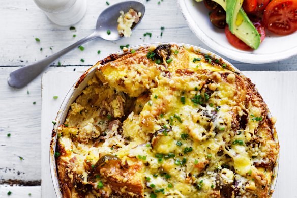 Bacon, cheddar and pickled jalapeno bread pudding.