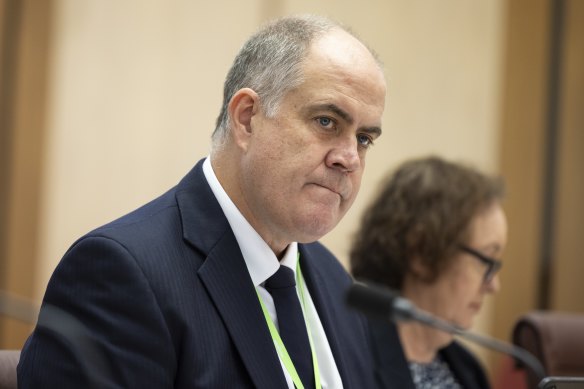 ABC boss David Anderson appears at Senate estimates on February 13. 