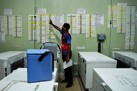 Immunisation program manager Peter Puana at the provincial medical store for Central Province, one of four areas being targeted in the latest campaign.