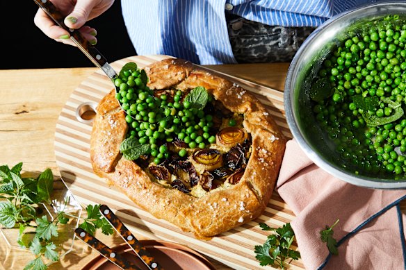 Rye flour gives the pastry in this springtime pea-topped tart a deep, nutty flavour. 