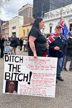 Michelle O’Brien and her sign.